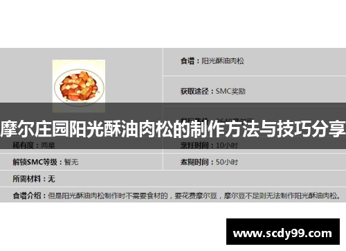 摩尔庄园阳光酥油肉松的制作方法与技巧分享